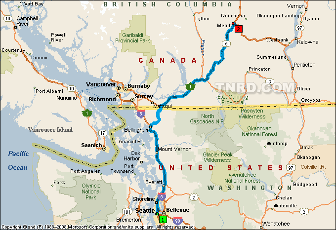 Seattle to Merritt Map